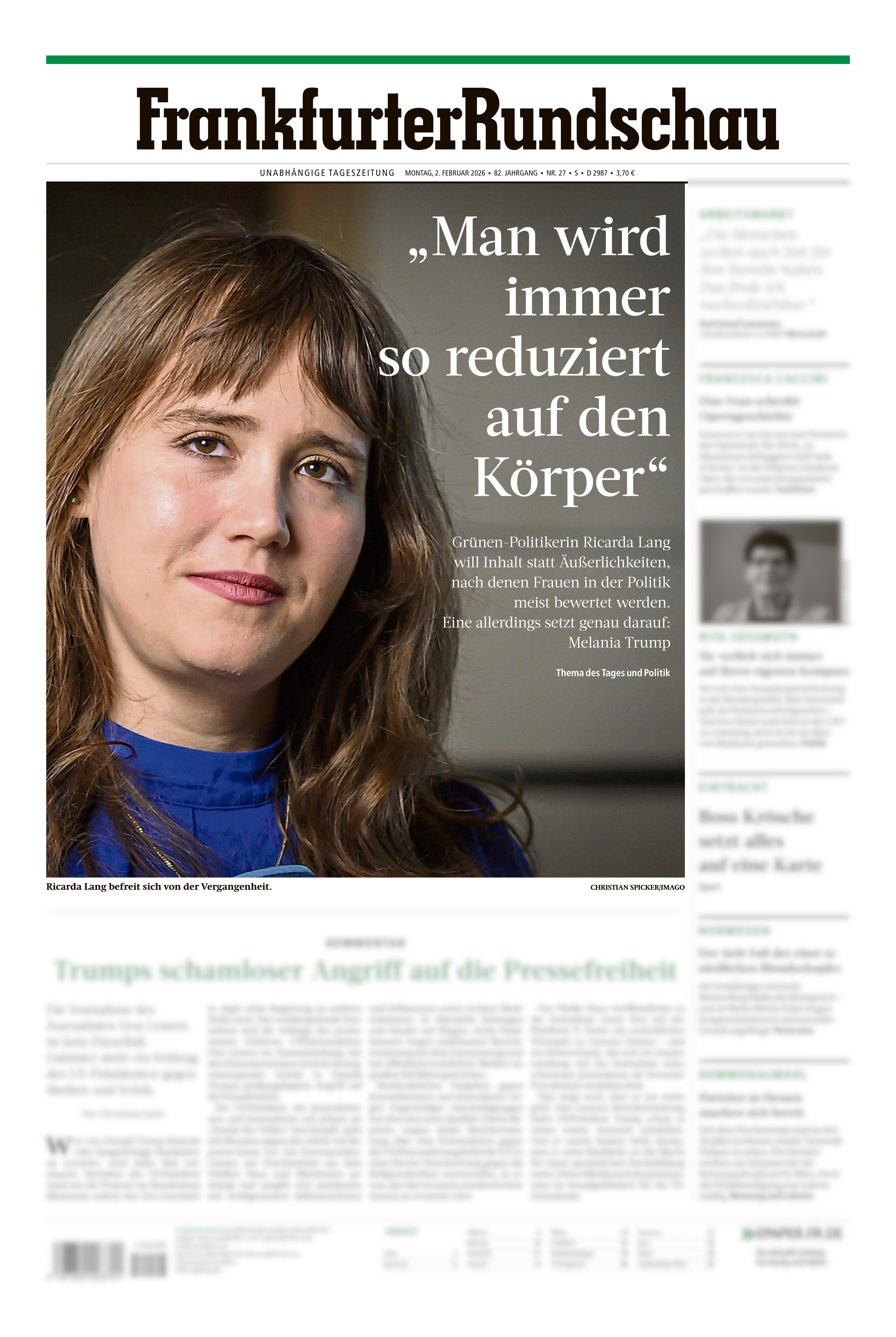 Frankfurter Rundschau Titel 02.02.2026